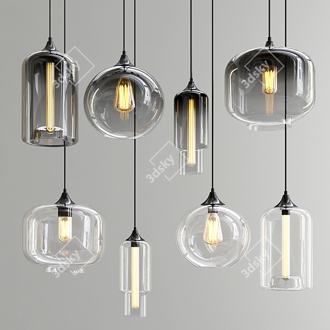 Smoke & Glass Pendant Lights 3D model image 1