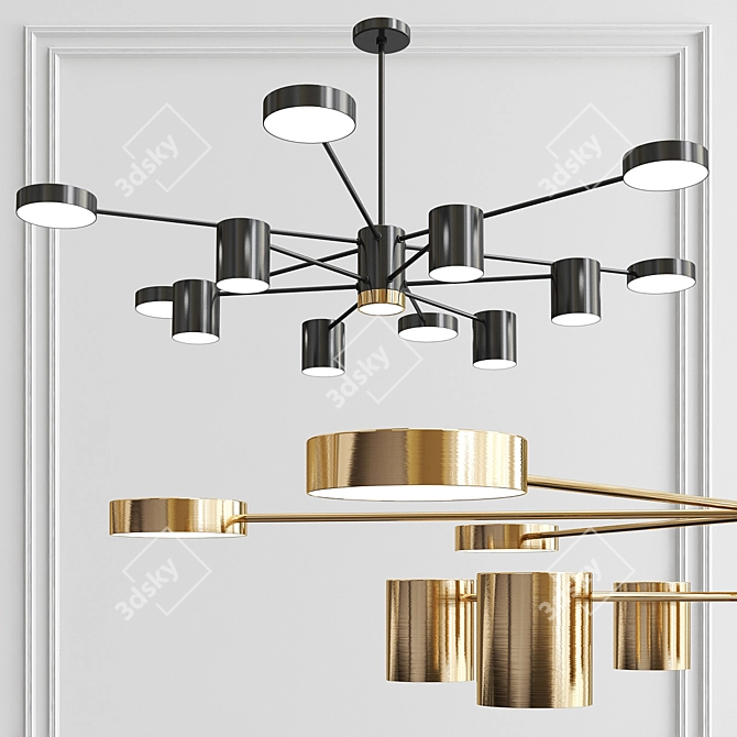 Sputnik 12-Light Chandelier: Modern, Ambient Lighting 3D model image 1