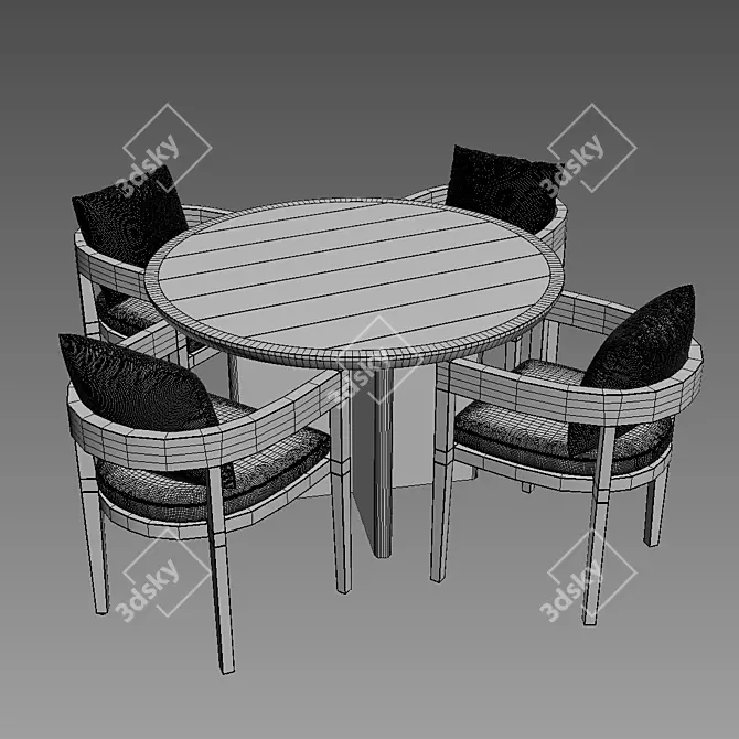 Balmain Aluminum Dining Table & Armchair 3D model image 2