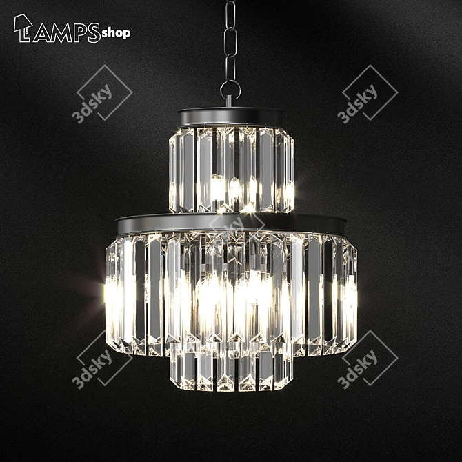 Crystal Loft Lamp: Modern Elegance in 3 Circles 3D model image 1