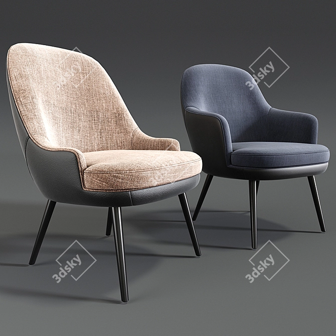 Elegant Dining Chair Set 3D model image 1