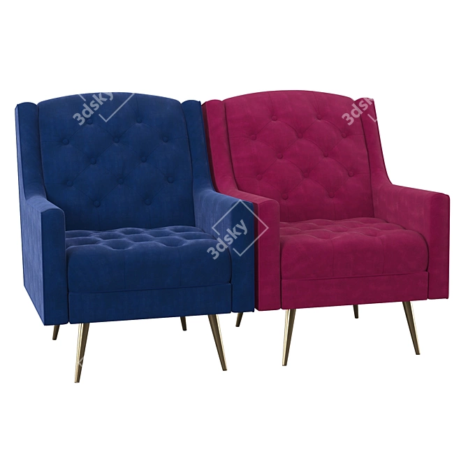 Elegant Charm: Hubbard Wingback Chair 3D model image 2