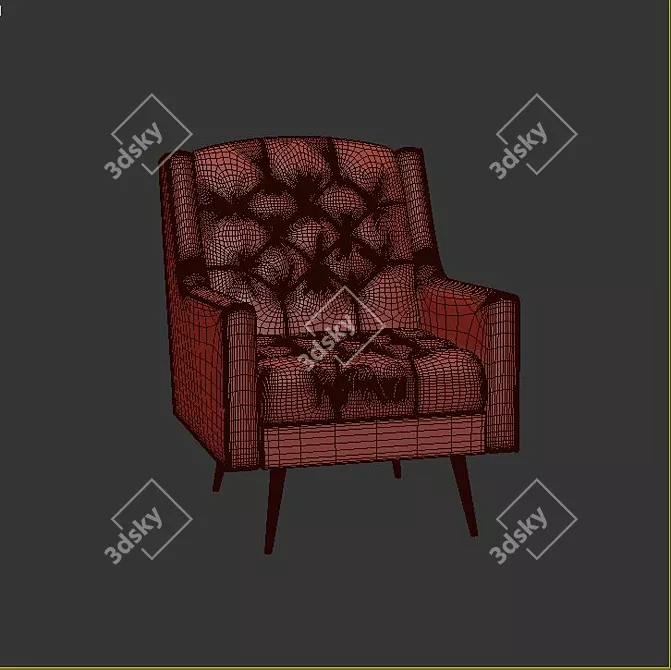 Elegant Charm: Hubbard Wingback Chair 3D model image 3