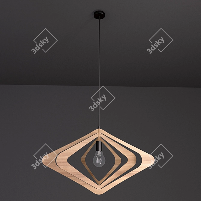 Rustic Wood Pendant Light 3D model image 1