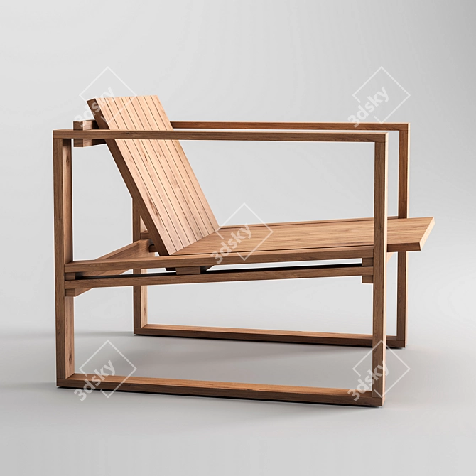 Indoor-Outdoor Classic BK11 Teak Chair 3D model image 2