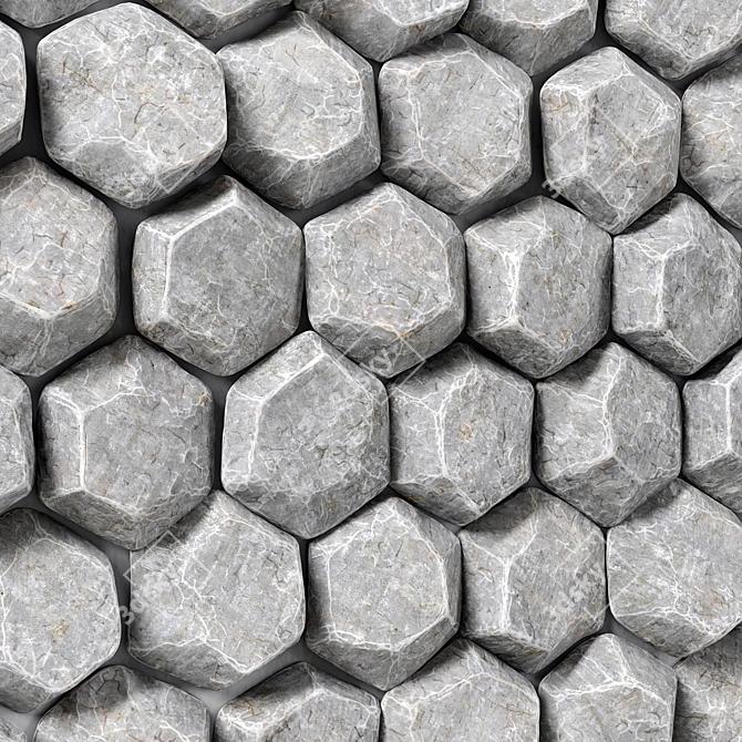 Hexagon Stone Wall Crag 3D model image 2