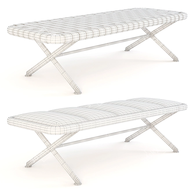 Modern Bench with Metal Frame: Axxia Cuoio 3D model image 2