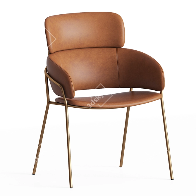 Strike LO Debi: Modern Leather and Metal Dining Chair 3D model image 2