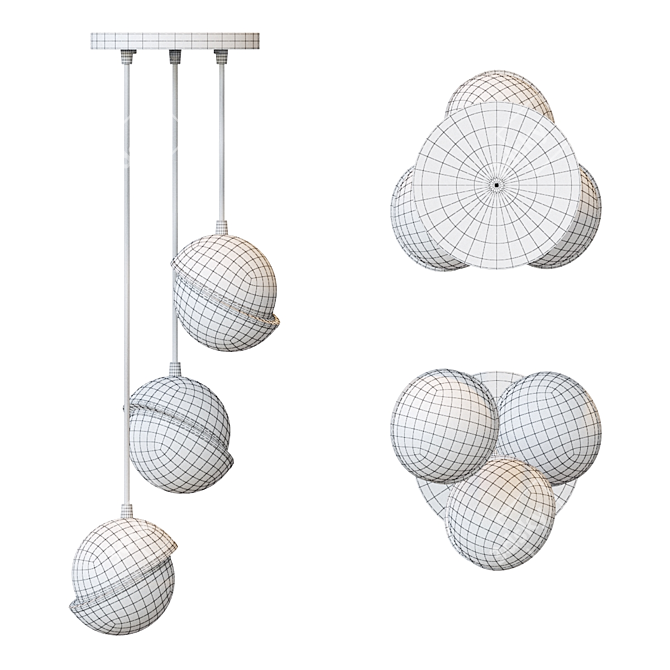 Shift Trio Pendant Lamp: Modern Design and Functional Lighting 3D model image 3