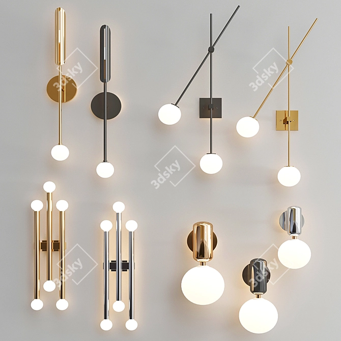 Elegant Wall Lights Set of 4 3D model image 1