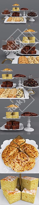 Sweet Treats Delight: Assorted Cookie Bars & Delectable Brownies 3D model image 4