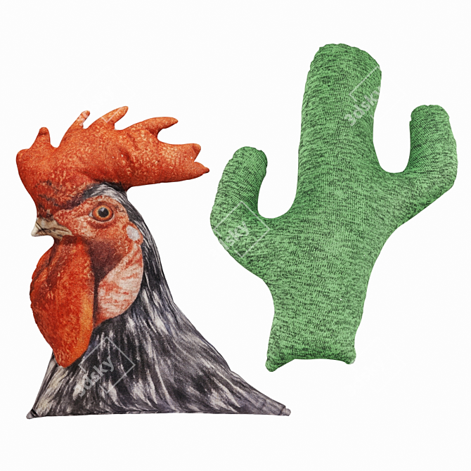 Rooster and Cactus Cushions by Kare Design 3D model image 1