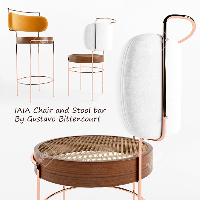 Iaia Chair & Stool Set 3D model image 1