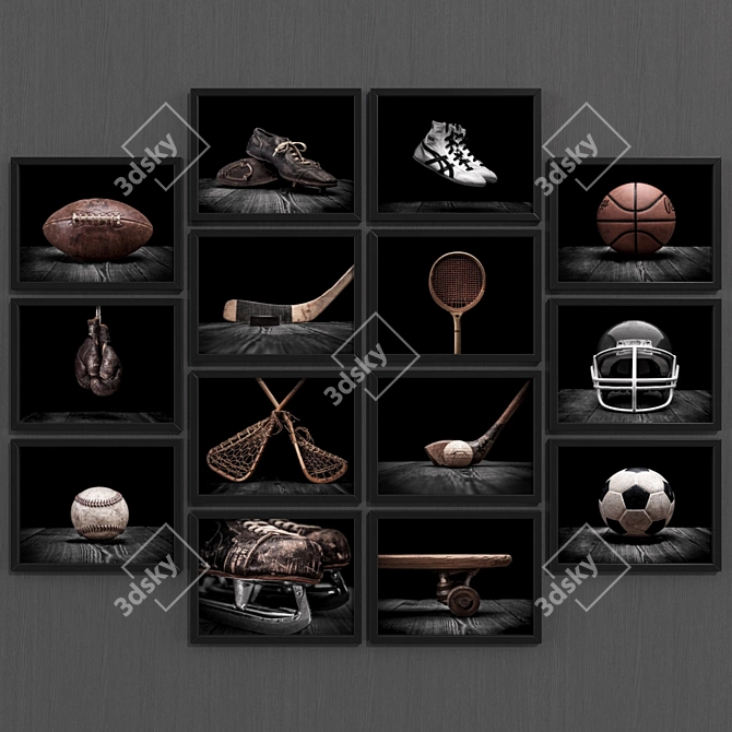 Vintage Sport Collection: Set of 140 Modern Style Paintings 3D model image 1