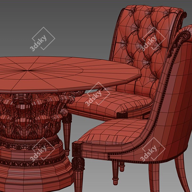 Elegant Glass Top Dining Set 3D model image 3