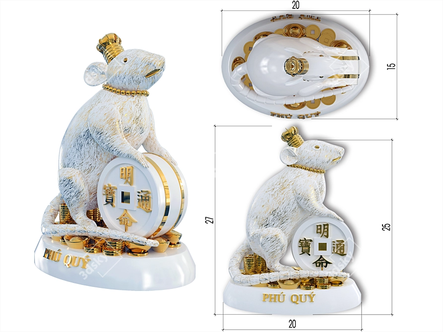 Oriental Charm: Feng Shui Mouse 3D model image 1