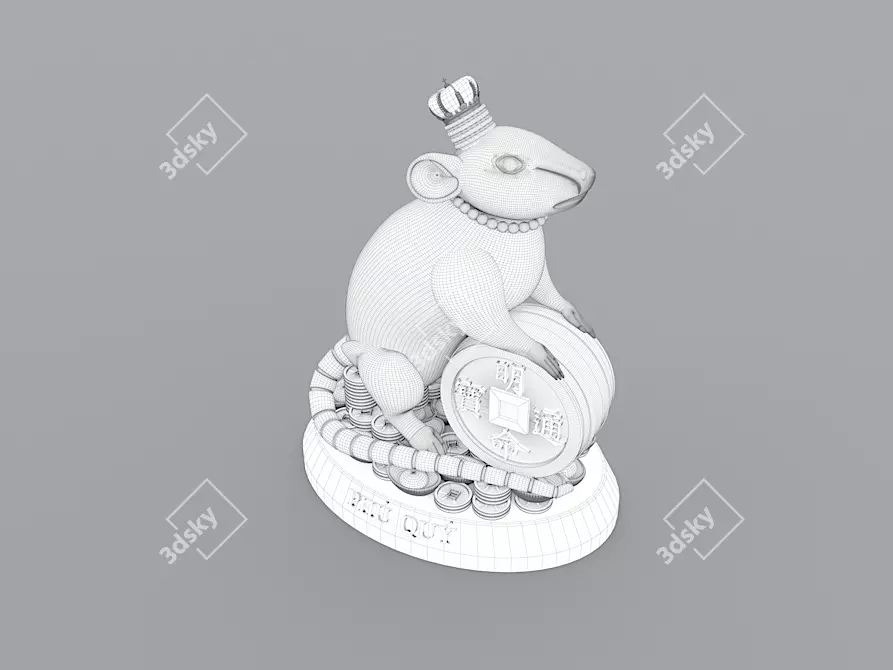 Oriental Charm: Feng Shui Mouse 3D model image 2