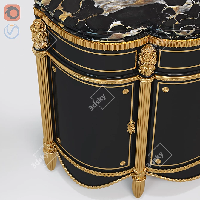 Elegant Wood & Marble Chest 3D model image 3