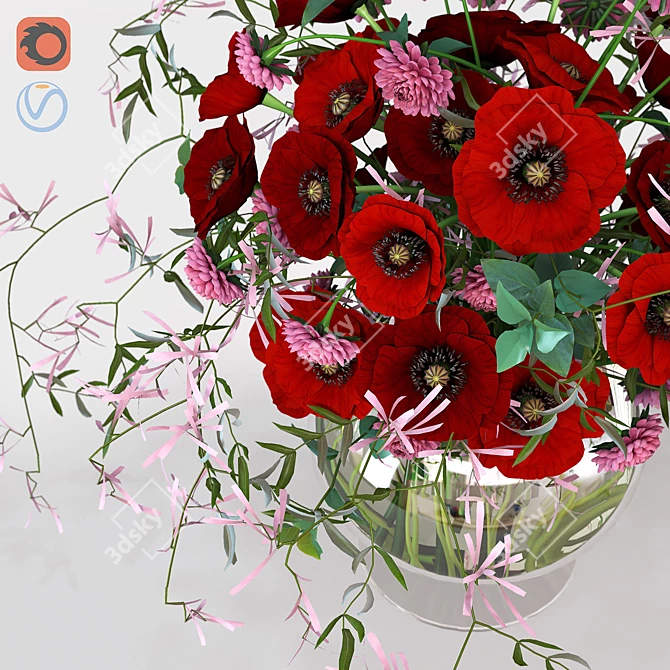 Glass Vase Bouquet: Versatile Elegance 3D model image 3