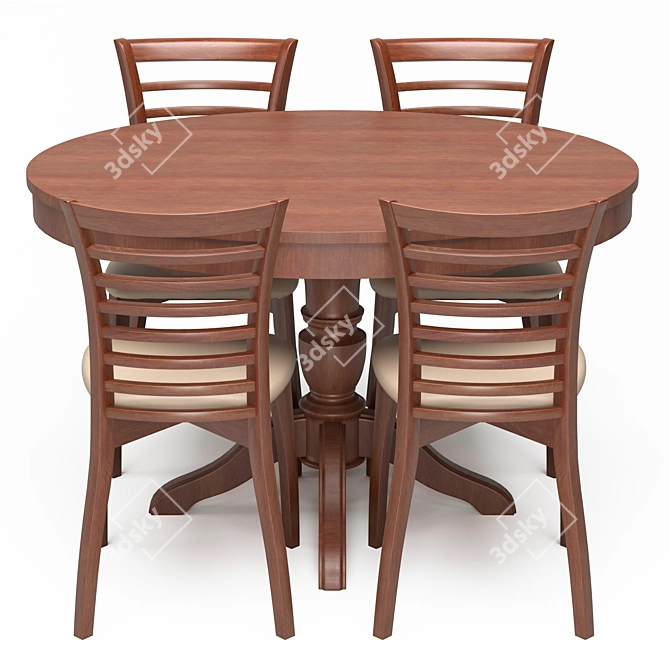 Elegant Dining Set 3D model image 1