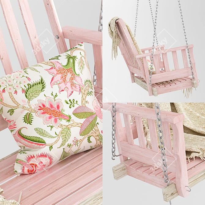 Pink Garden Swing: Stylish and Comfortable 3D model image 2