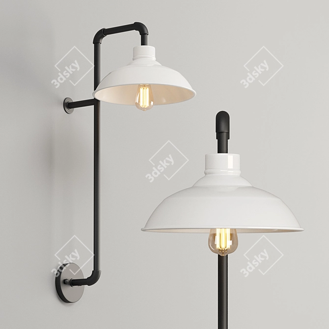 Rustic Pipe Wall Sconce 3D model image 1