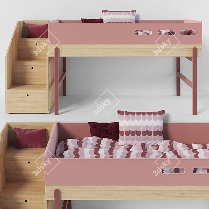 Flexa Popsicle Bed: Stylish Mid High Bed 3D model image 1