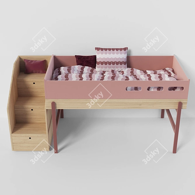 Flexa Popsicle Bed: Stylish Mid High Bed 3D model image 2