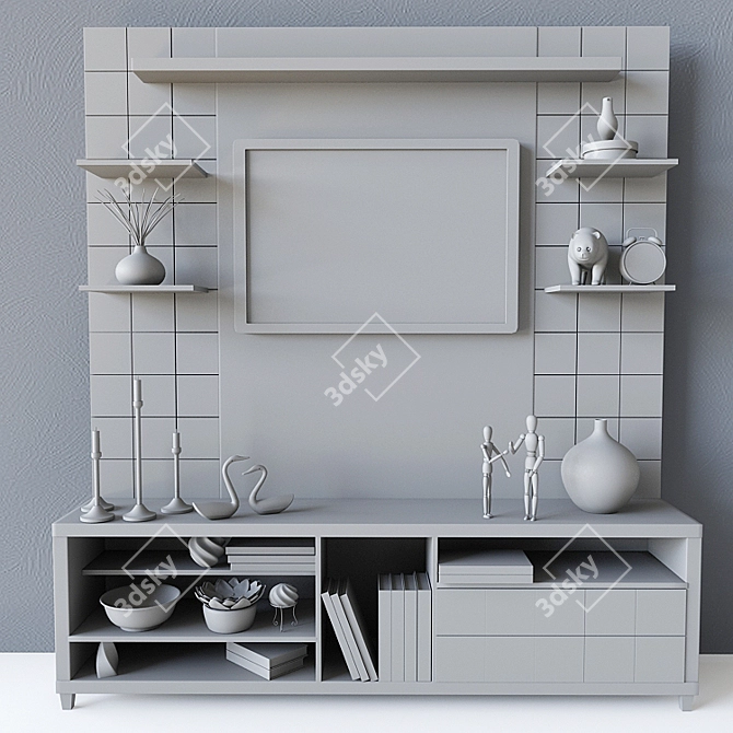 Multi-Functional TV Cabinet Set 3D model image 2