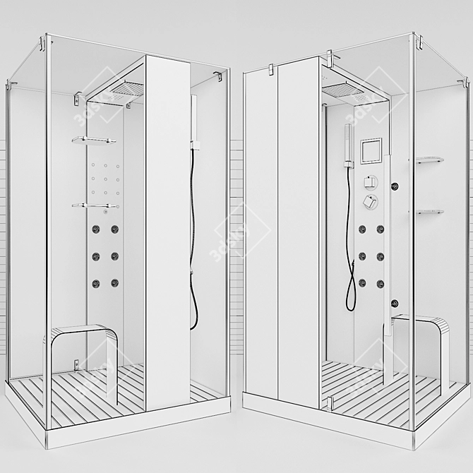 Luxury Shower Cabin with Hydro-Massage 3D model image 3