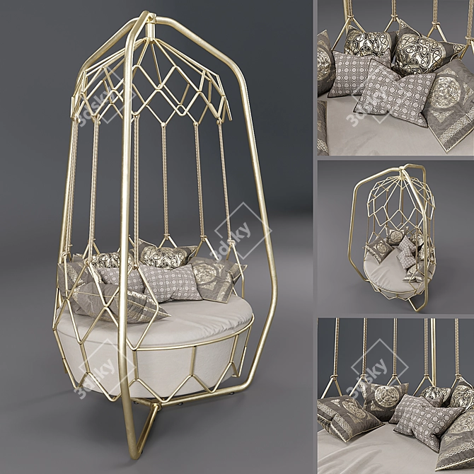 Roberti Rattan Outdoor Swing Bed 3D model image 2