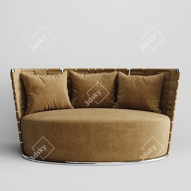 Modern Oval Woven Back Sofa 3D model image 1