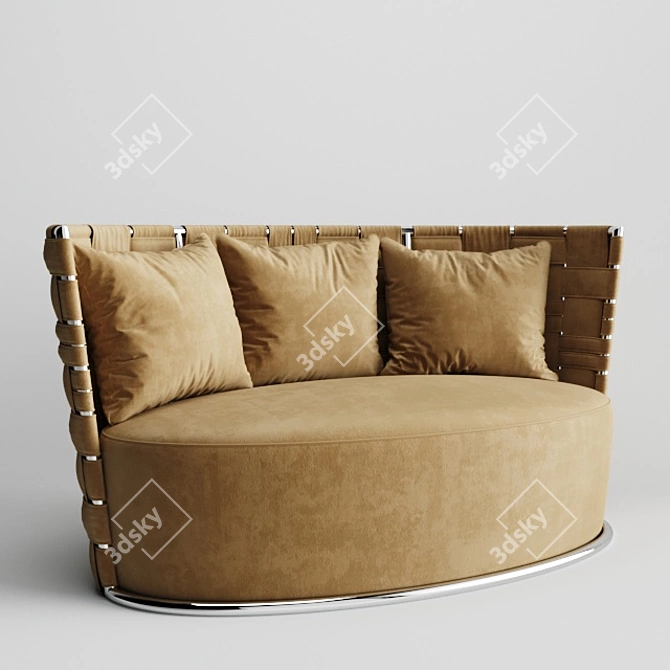 Modern Oval Woven Back Sofa 3D model image 2