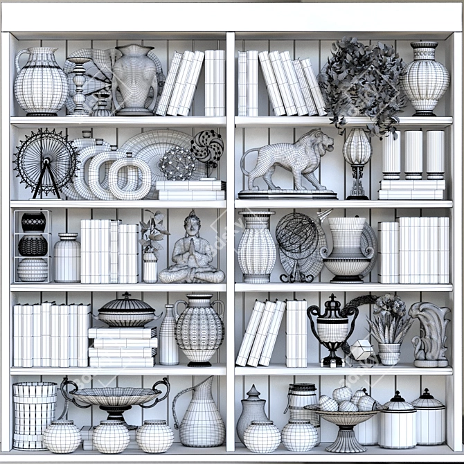 Modern Shelf Decor Set 3D model image 2