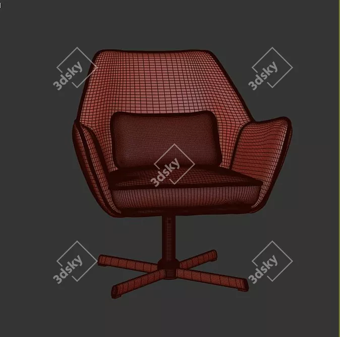 Elegant Swivel Armchair 3D model image 3