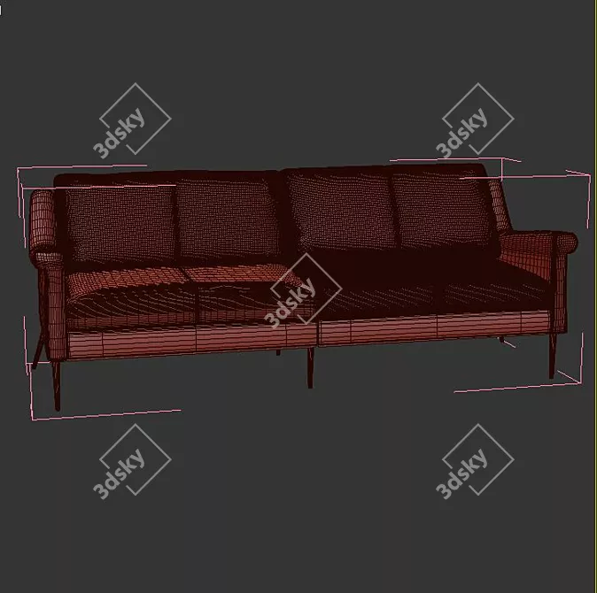 Thames Mid-Century Sofa- Timeless Elegance for Your Home! 3D model image 3