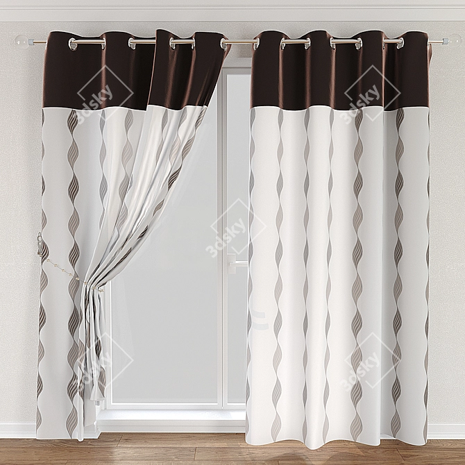 Modern Eyelet Curtain 3D model image 2