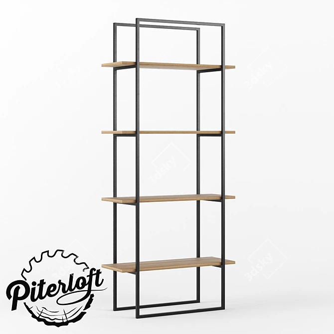 Title suggestion: Urban Rustic Wood Metal Rack 3D model image 1