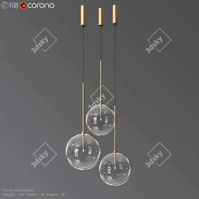 Brass and Glass Bolle Gallotti Table Lamp 3D model image 1