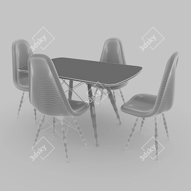 Modern Dining Table Set: Elegant and Functional 3D model image 3