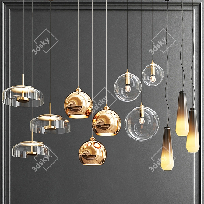 Stylish Pendant Light Collection: Illuminate Your Space 3D model image 1