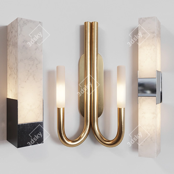 Modern Minimalist Sconce Set 3D model image 1