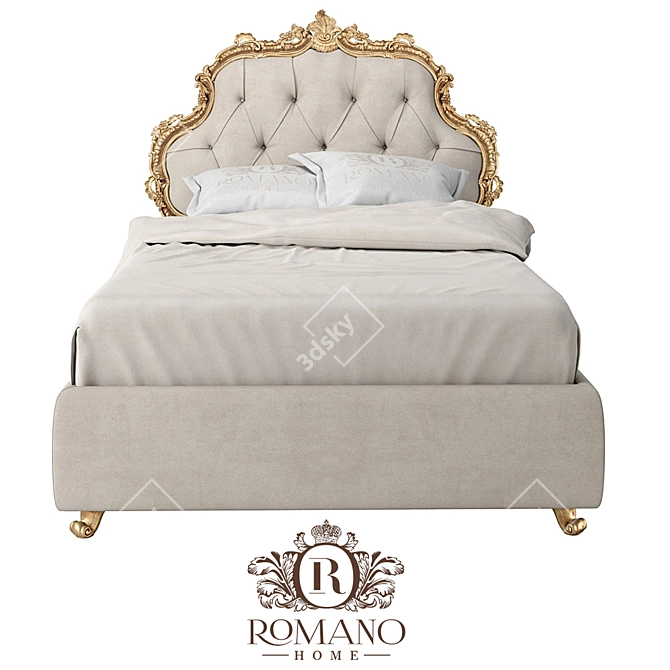 Elegance in Velvet: Josephine Mini Bed 3D model image 1