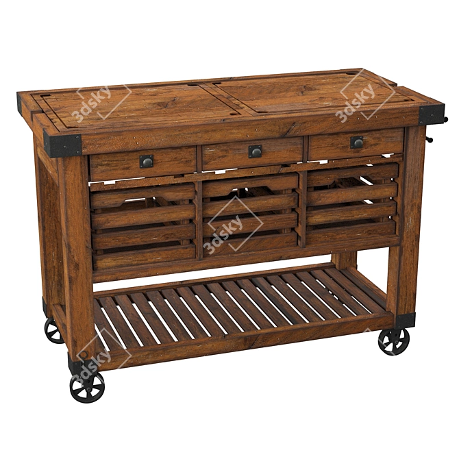 Lydd Kitchen Cart: Convenient and Stylish Solution 3D model image 2