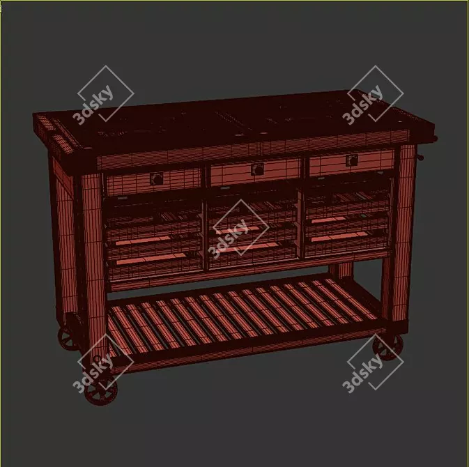 Lydd Kitchen Cart: Convenient and Stylish Solution 3D model image 3