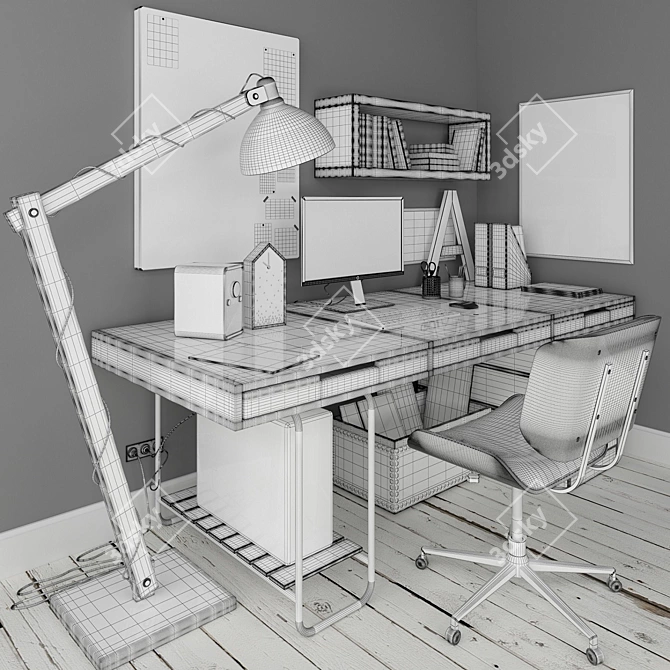 Sleek Scandinavian Workplace: Convertible, Spacious 3D model image 3