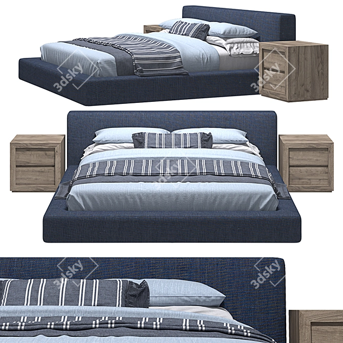 RH Cloud Platform Slipcovered Bed 3D model image 1