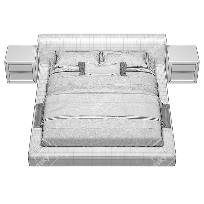 RH Cloud Platform Slipcovered Bed 3D model image 3