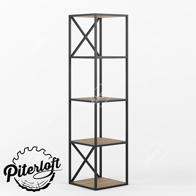 Holden Loft Rack - Customizable Solid Wood and Metal Shelf 3D model image 1