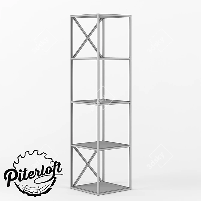 Holden Loft Rack - Customizable Solid Wood and Metal Shelf 3D model image 2